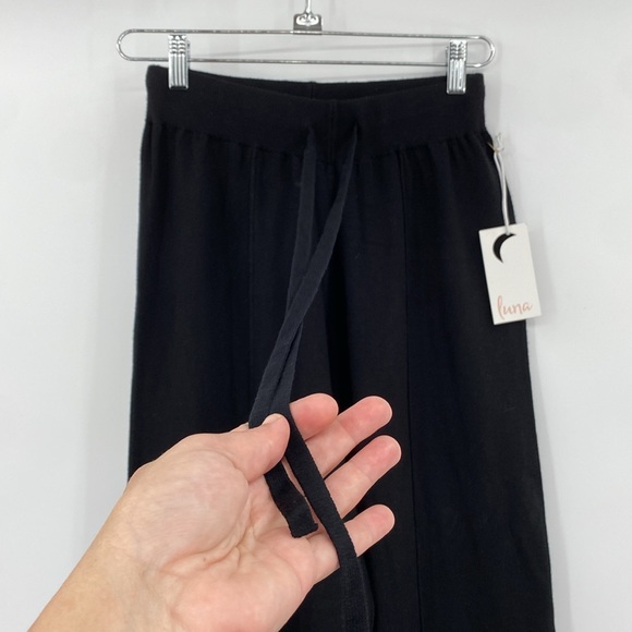 Luna Soft Black Wide Leg Pants Women’s Sz XL Pull On Cozy Drawstring Lounge - Picture 3 of 14